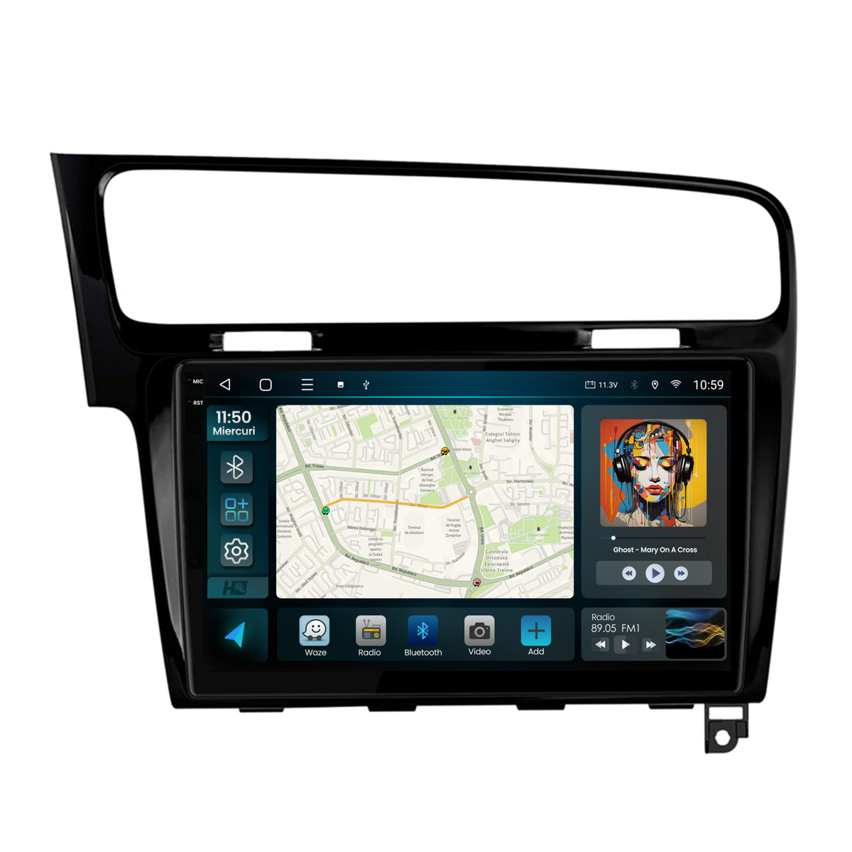 Navigatie 2K HUB64 Volkswagen GOLF 7, 8GB RAM, Android, Octacore, Slot Sim 4G, DSP, GPS, Wi-FI, Carplay, Android Auto, USB, Bluetooth, Waze, Touchscreen, 10.36 Inch