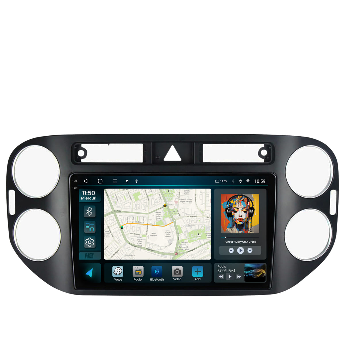 Navigatie 2K HUB64 Volkswagen Tiguan (2008-2010) / VW Golf 5 Plus (2004-2012), 4GB RAM, Android, Octacore, Slot Sim 4G, DSP, GPS, Wi-FI, Carplay, Android Auto, USB, Bluetooth, Waze, Touchscreen, 9.