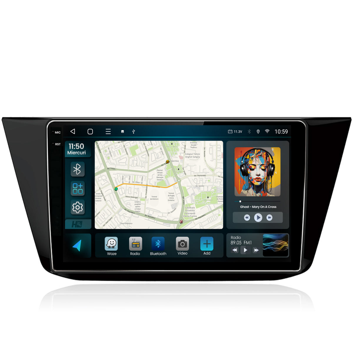 Navigatie 2K HUB64 Volkswagen Tiguan (2016+), 8GB RAM, Android, Octacore, Slot Sim 4G, DSP, GPS, Wi-FI, Carplay, Android Auto, USB, Bluetooth, Waze, Touchscreen, 10.36 Inch