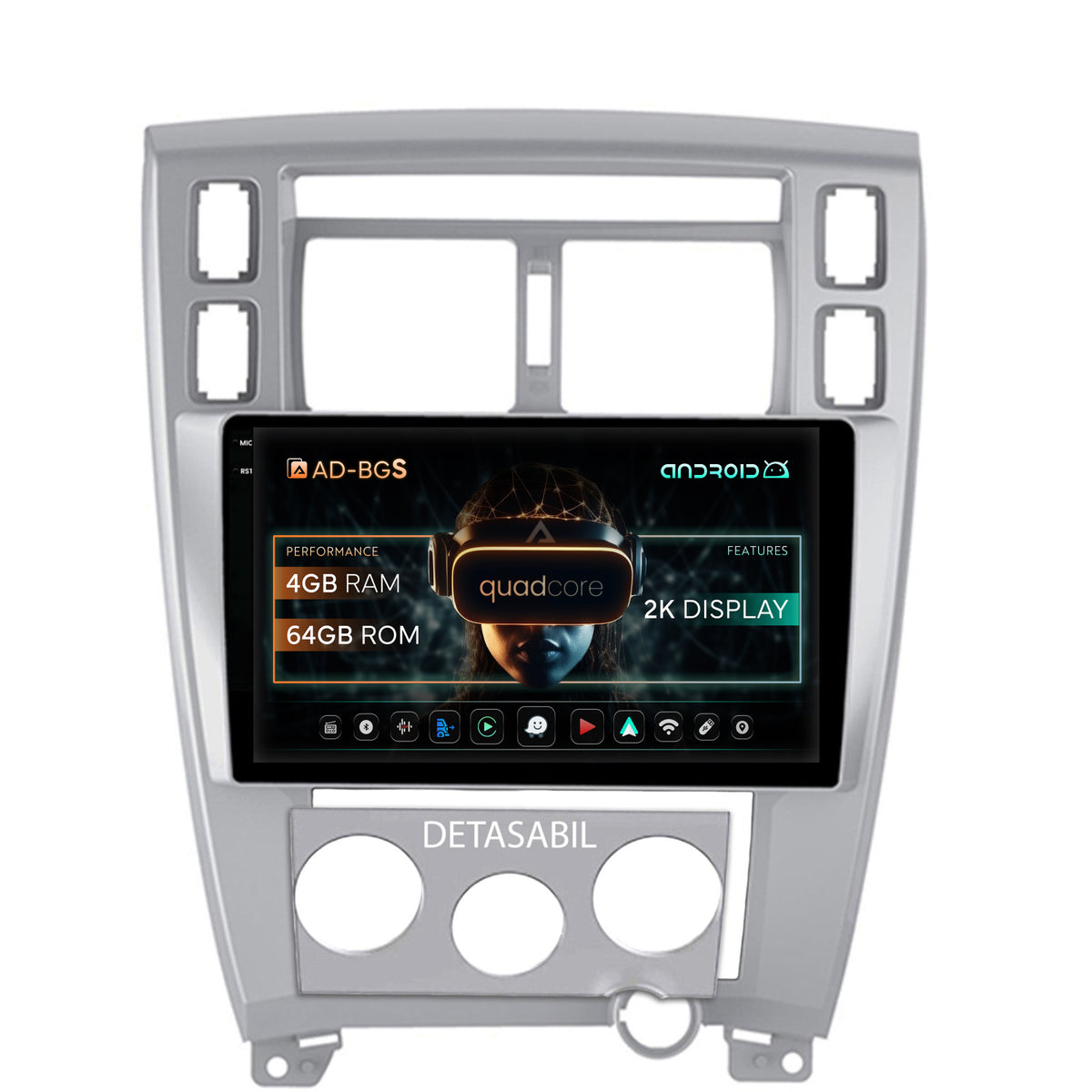Navigatie 2K Hyundai Tucson (2004-2009), Android, S-Quadcore / 4GB RAM + 64GB ROM, 10.36 Inch - AD-BGS100042K+AD-BGRKIT200