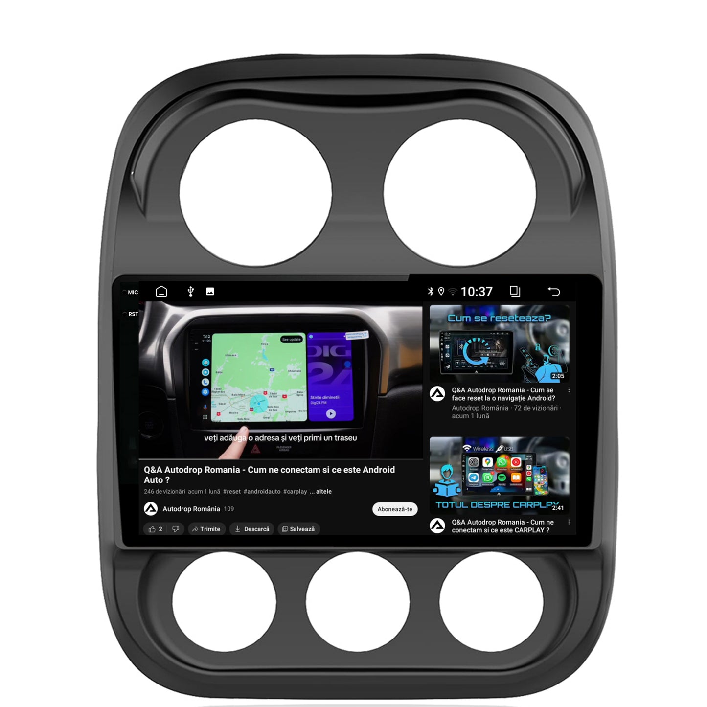 Navigatie 2K Jeep Compass (2009-2016), Android, S-Quadcore / 4GB RAM + 64GB ROM, 10.36 Inch - AD-BGS100042K+AD-BGRKIT284