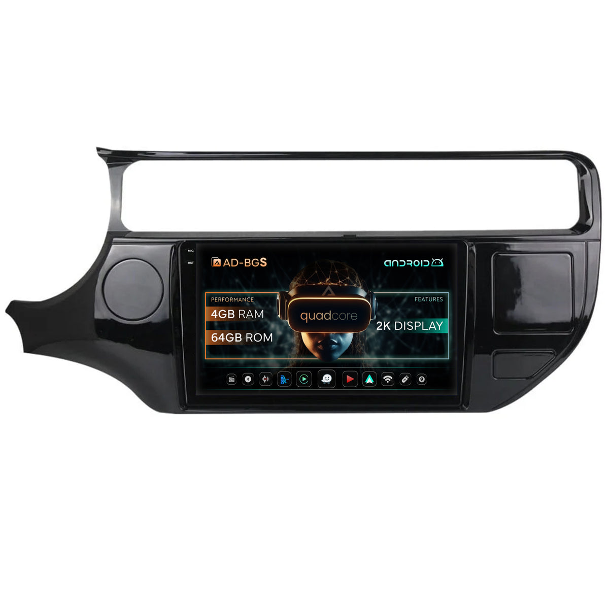 Navigatie 2K Kia Rio (2014-2017), Android, S-Quadcore / 4GB RAM + 64GB ROM, 9.5 Inch - AD-BGS90042K+AD-BGRKIT228