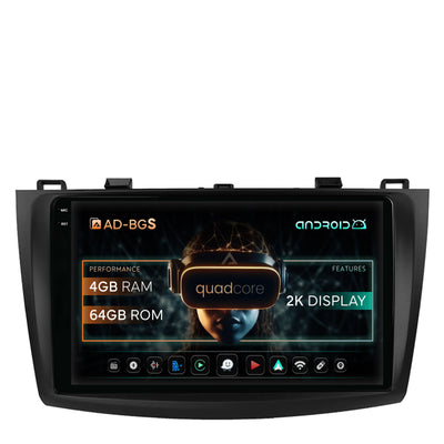 Navigatie 2K Mazda 3 (2009-2013), Android, S-Quadcore / 4GB RAM + 64GB ROM, 9.5 Inch - AD-BGS90042K+AD-BGRKIT320