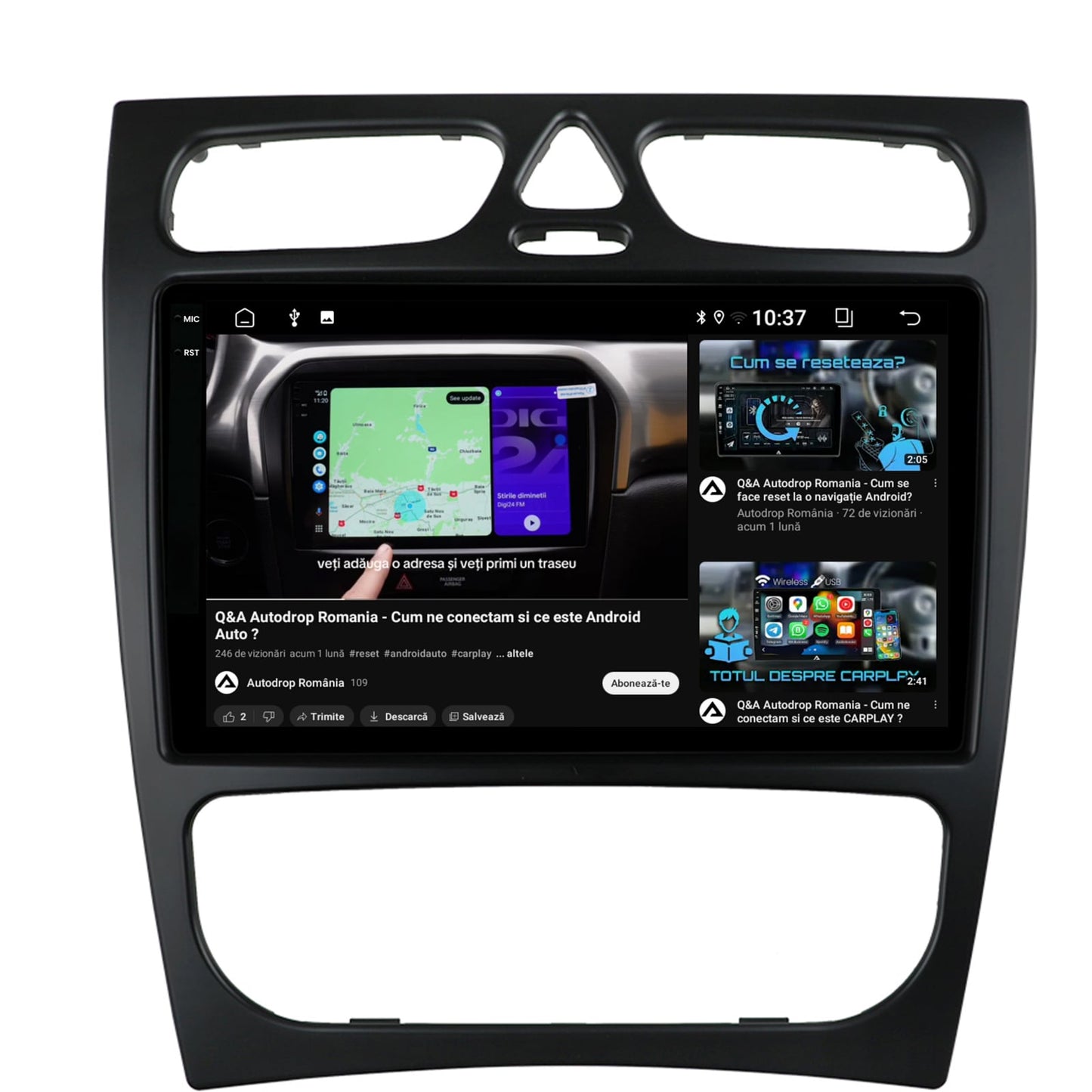 Navigatie 2K Mercedes Benz C-Class W203 (2000-2005), Android, S-Quadcore / 4GB RAM + 64GB ROM, 9.5 Inch - AD-BGS90042K+AD-BGRKIT416