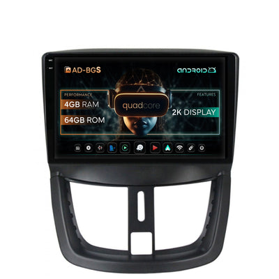 Navigatie 2K Peugeot 207, Android, S-Quadcore / 4GB RAM + 64GB ROM, 9.5 Inch - AD-BGS90042K+AD-BGRKIT263