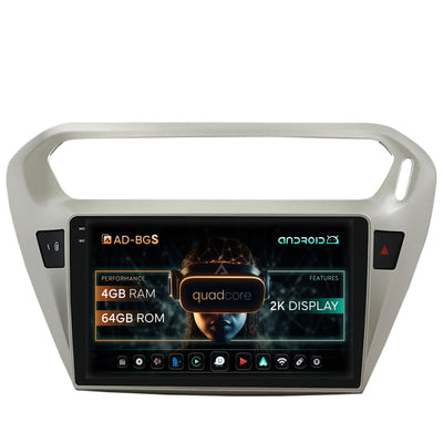 Navigatie 2K Peugeot 301 / Citroen C-Elysee, Android, S-Quadcore / 4GB RAM + 64GB ROM, 9.5 Inch - AD-BGS90042K+AD-BGRKIT255