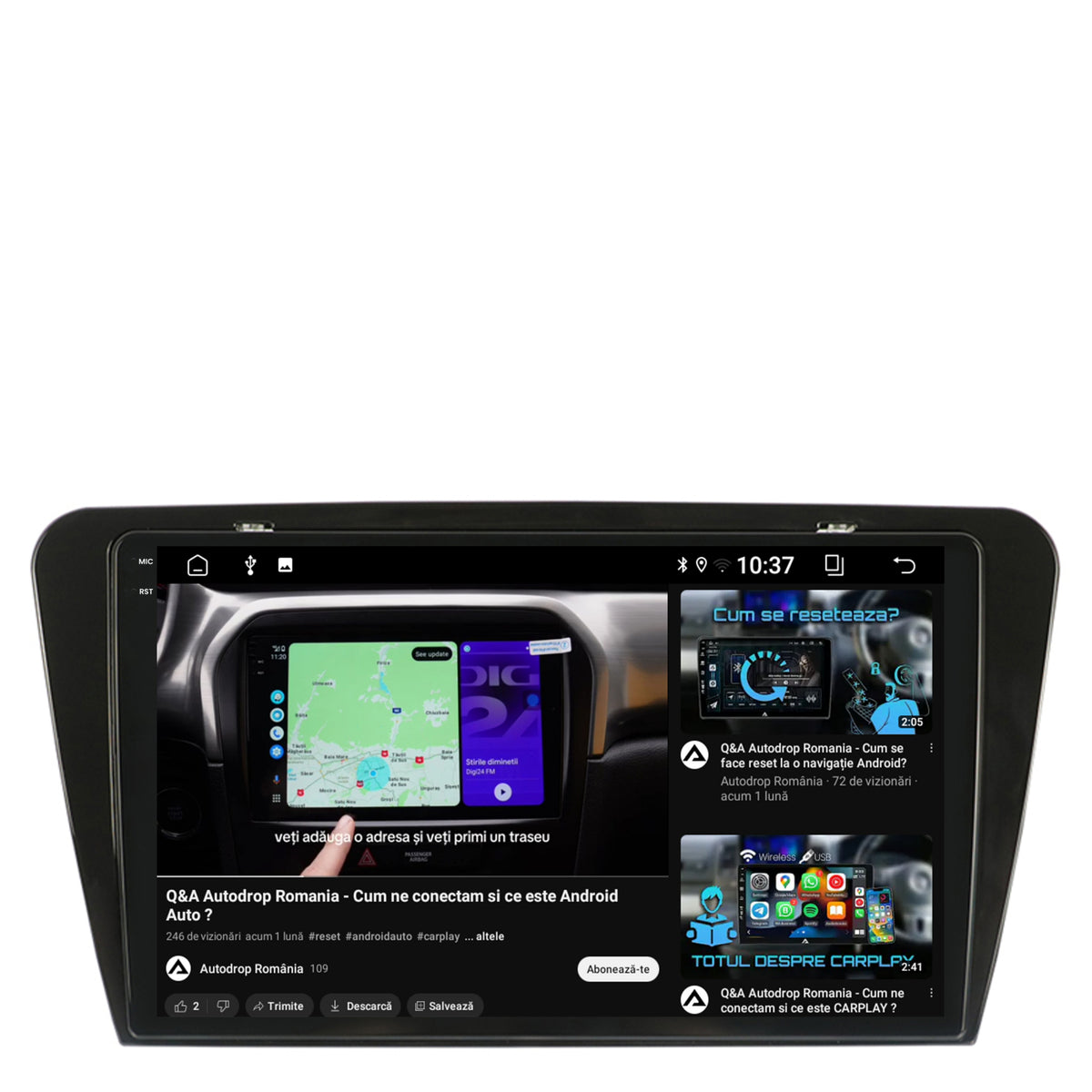 Navigatie 2K Skoda Octavia 3 (2013-2018), Android, S-Quadcore / 4GB RAM + 64GB ROM, 10.36 Inch - AD-BGS100042K+AD-BGRKIT026