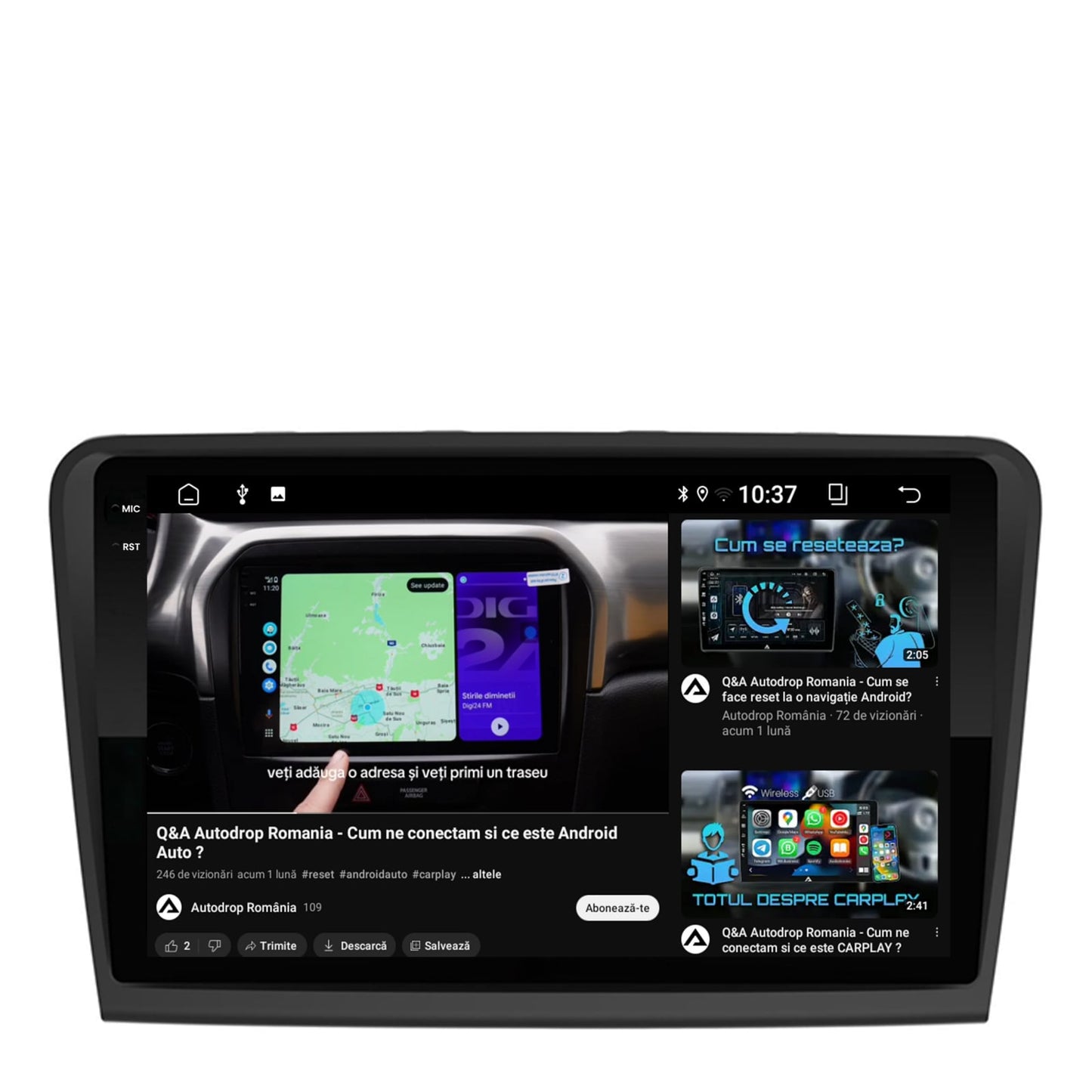 Navigatie 2K Skoda Superb 2 (2008-2015), Android, S-Quadcore / 4GB RAM + 64GB ROM, 10.36 Inch - AD-BGS100042K+AD-BGRKIT043