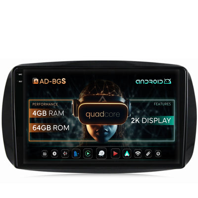 Navigatie 2K Smart For Two (2016-Prezent), Android, S-Quadcore / 4GB RAM + 64GB ROM, 9.5 Inch - AD-BGS90042K+AD-BGRKIT412