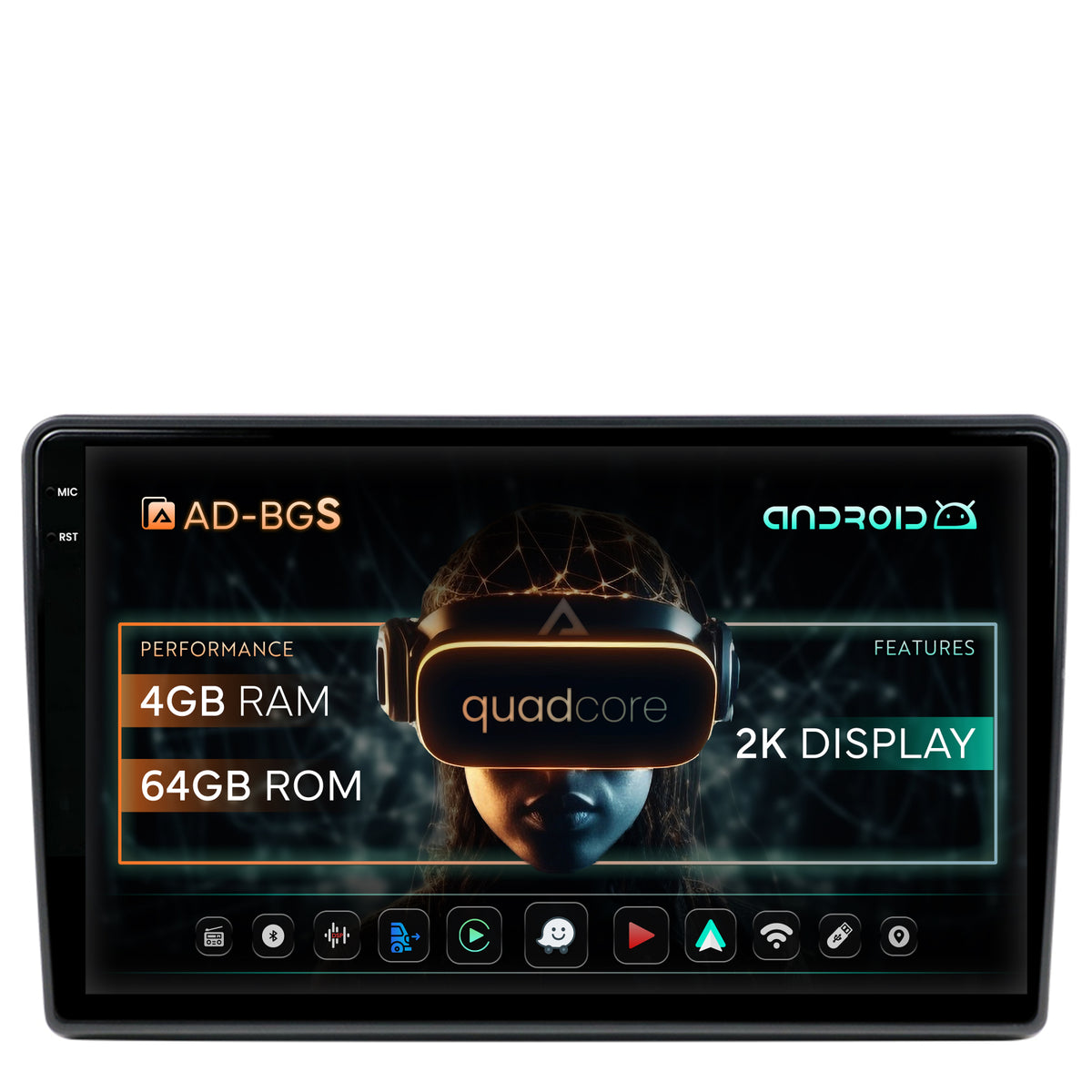 Navigatie 2K Toyota Auris (2006-2012), Android, S-Quadcore / 4GB RAM + 64GB ROM, 9.5 Inch - AD-BGS90042K+AD-BGRKIT091V2