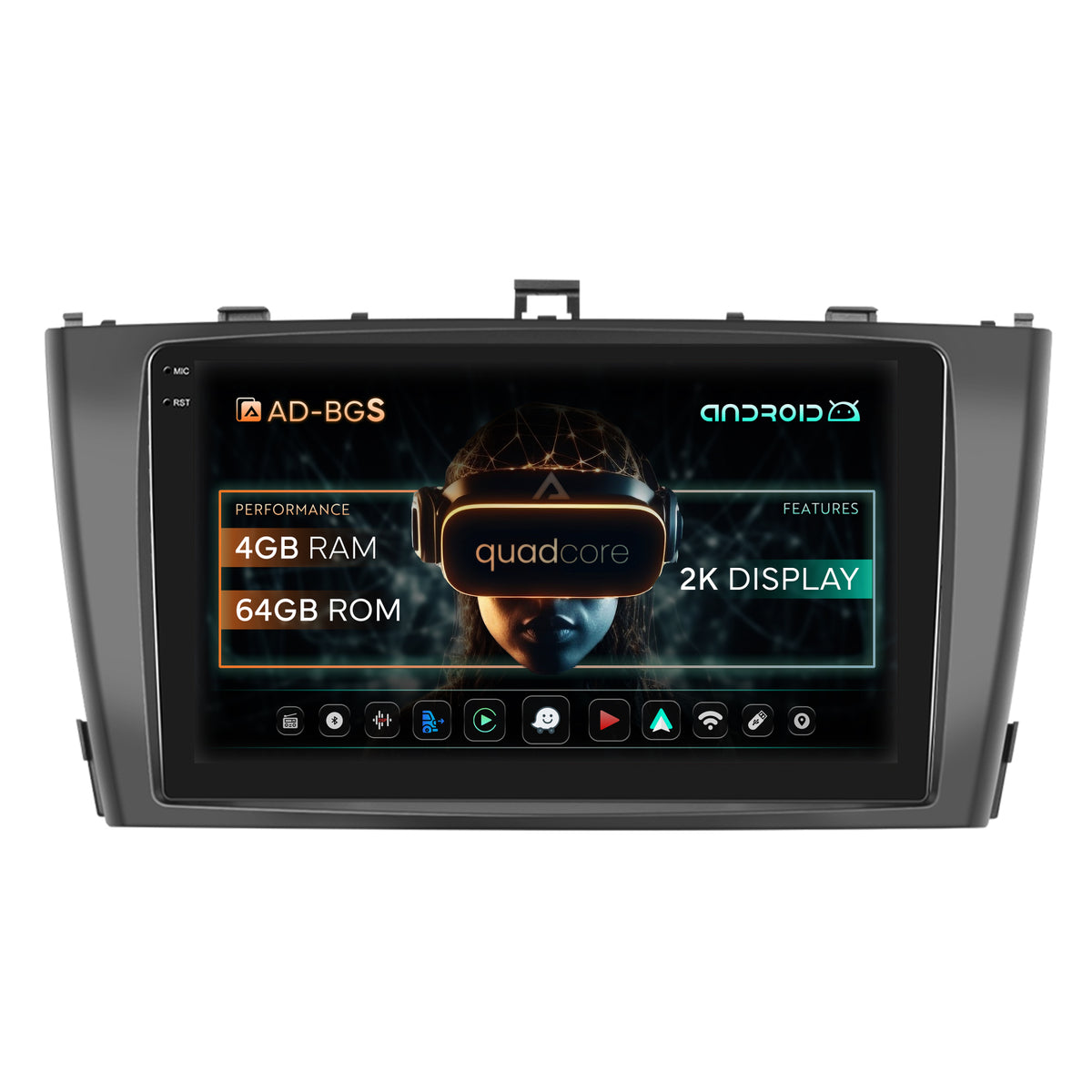 Navigatie 2K Toyota Avensis (2009-2015), Android, S-Quadcore / 4GB RAM + 64GB ROM, 9.5 Inch - AD-BGS90042K+AD-BGRKIT093-B