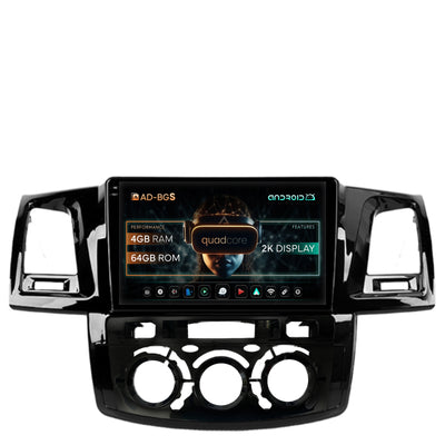 Navigatie 2K Toyota Hilux (2008-2014) Clima Manuala, Android, S-Quadcore / 4GB RAM + 64GB ROM, 9.5 Inch - AD-BGS90042K+AD-BGRKIT082