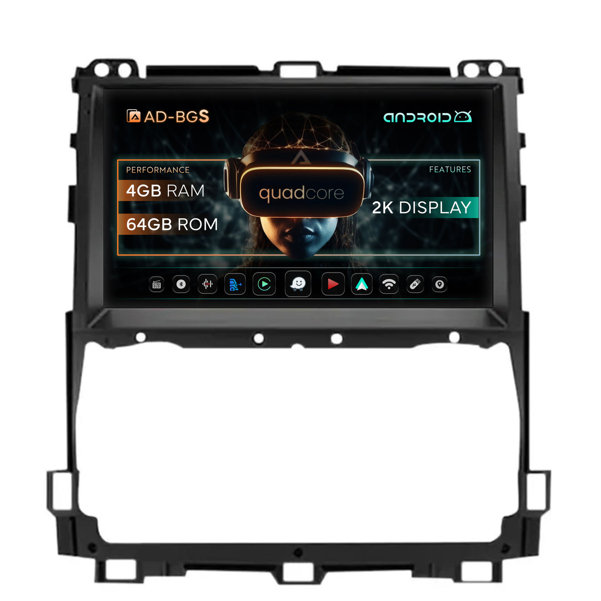 Navigatie 2K Toyota Prado J120 (2002-2010), Android, S-Quadcore / 4GB RAM + 64GB ROM, 9.5 Inch - AD-BGS90042K+AD-BGRKIT084