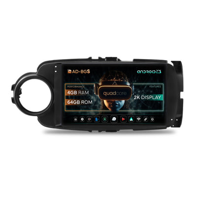 Navigatie 2K Toyota Yaris (2010-2018), Android, S-Quadcore / 4GB RAM + 64GB ROM, 9.5 Inch - AD-BGS90042K+AD-BGRKIT104B