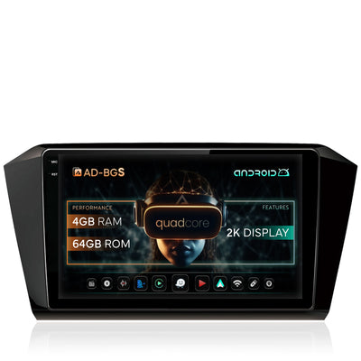 Navigatie 2K Volkswagen Passat B8, Android, S-Quadcore / 4GB RAM + 64GB ROM, 10.36 Inch - AD-BGS100042K+AD-BGRKIT037