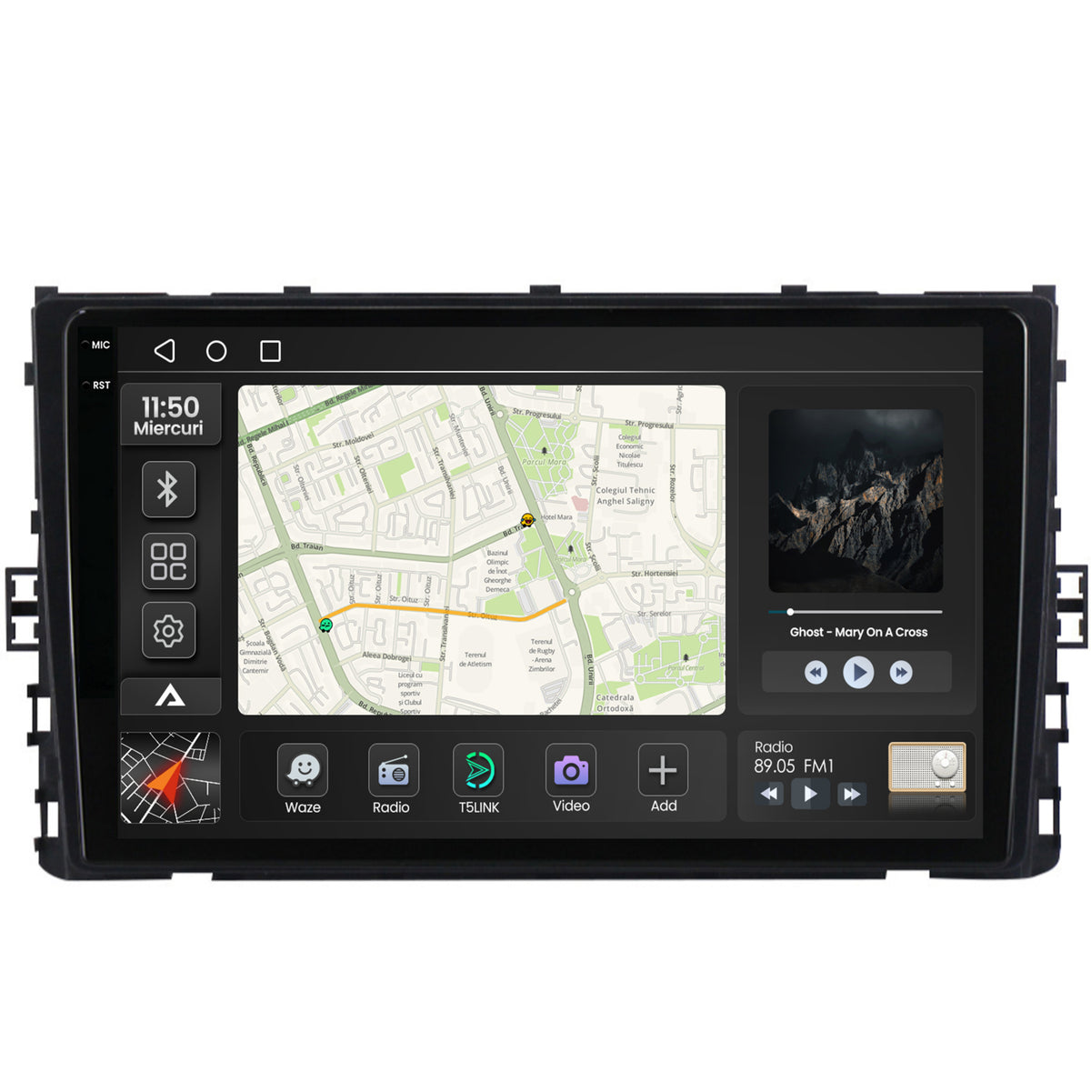 Navigatie 2K Volkswagen T-Roc (2017+), Android, S-Quadcore / 4GB RAM + 64GB ROM, 9.5 Inch - AD-BGS90042K+AD-BGRKIT041-V2