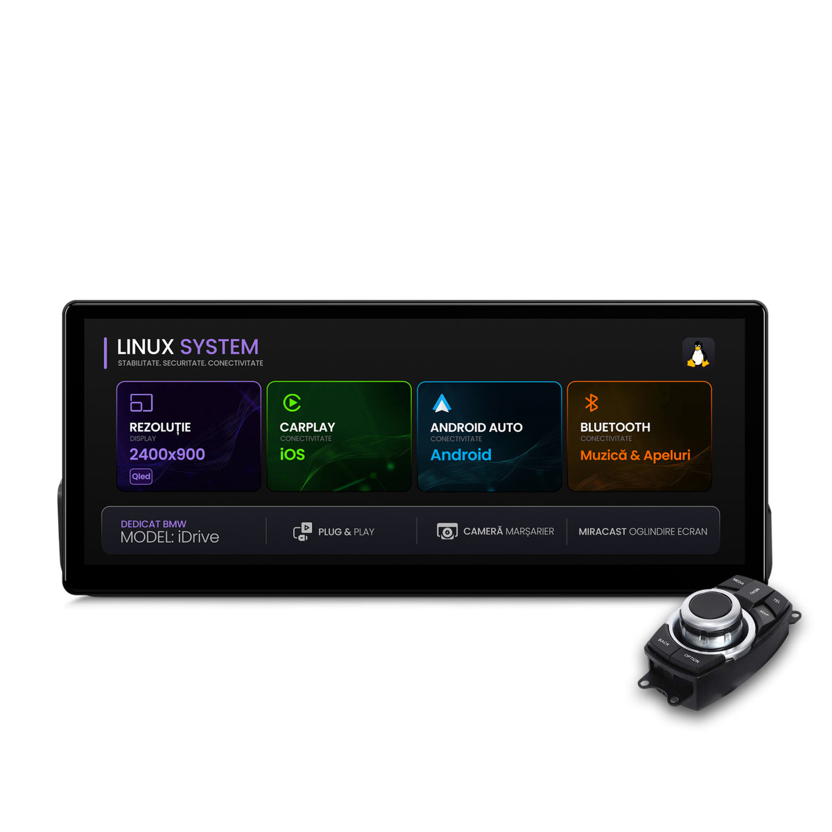 Navigatie BMW Seria 3 E90/E91/E92/E93 (2005-2012), Linux OS & OEM, Varianta iDrive, CarPlay & Android Auto Wireless, MirrorLink, Camera AHD, 12.3 Inch - AD-BGBMLNX12+AD-BGRKITBM006