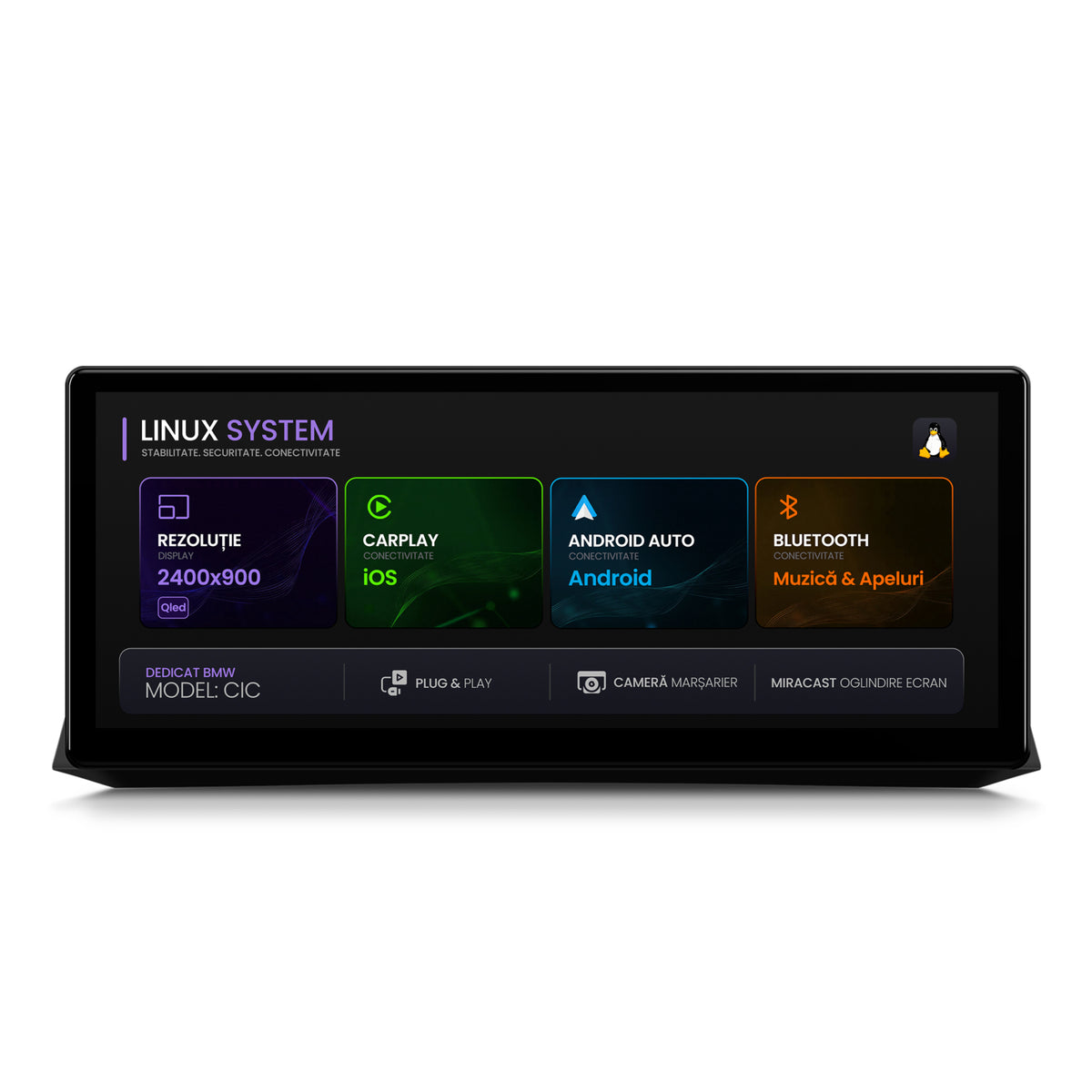 Navigatie BMW Seria 5 E60/E61, M5 (2003-2010), Linux OS & OEM, Varianta CIC, CarPlay & Android Auto Wireless, MirrorLink, Camera AHD, 12.3 Inch - AD-BGBMLNX12CI+AD-BGRKITBM001