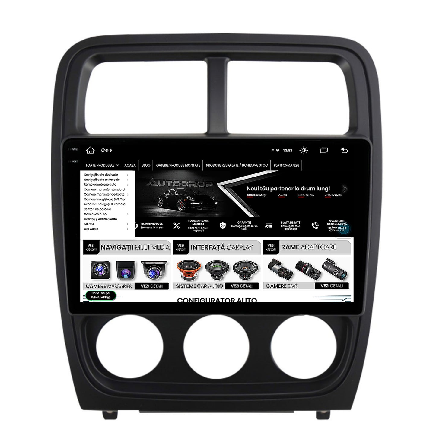 Navigatie Dodge Caliber (2010-2012), Android, V-Octacore / 4GB RAM + 64GB ROM, 9.5 Inch - AD-BGV9004+AD-BGRKIT295V2
