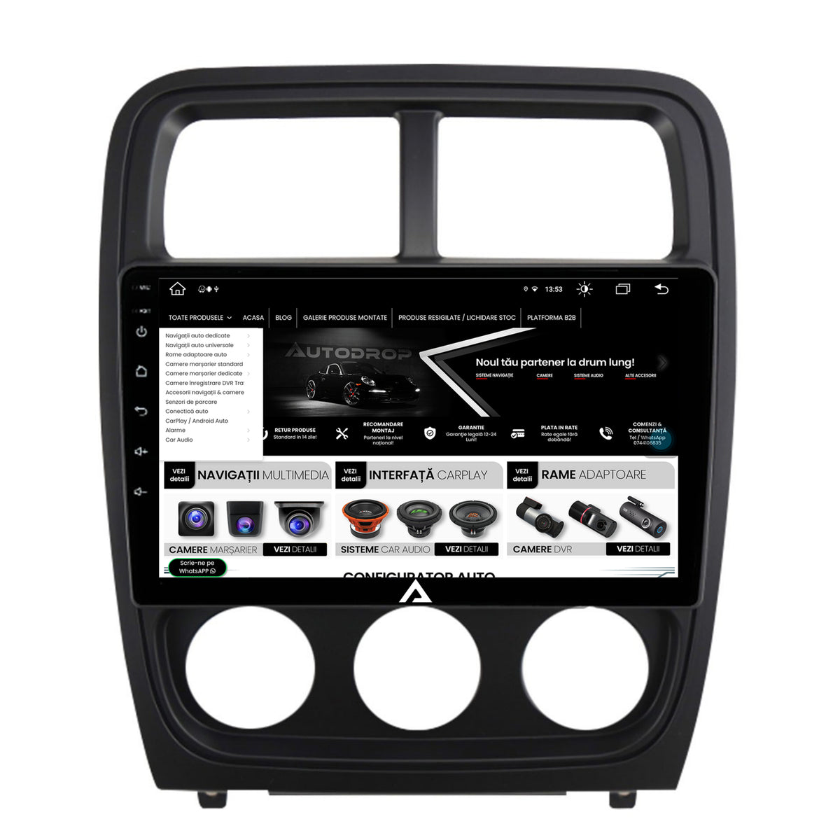 Navigatie Dodge Caliber (2010-2012), Android, Z-Octacore / 8GB RAM + 256GB ROM, 9 Inch - AD-BGZ9008+AD-BGRKIT295V2