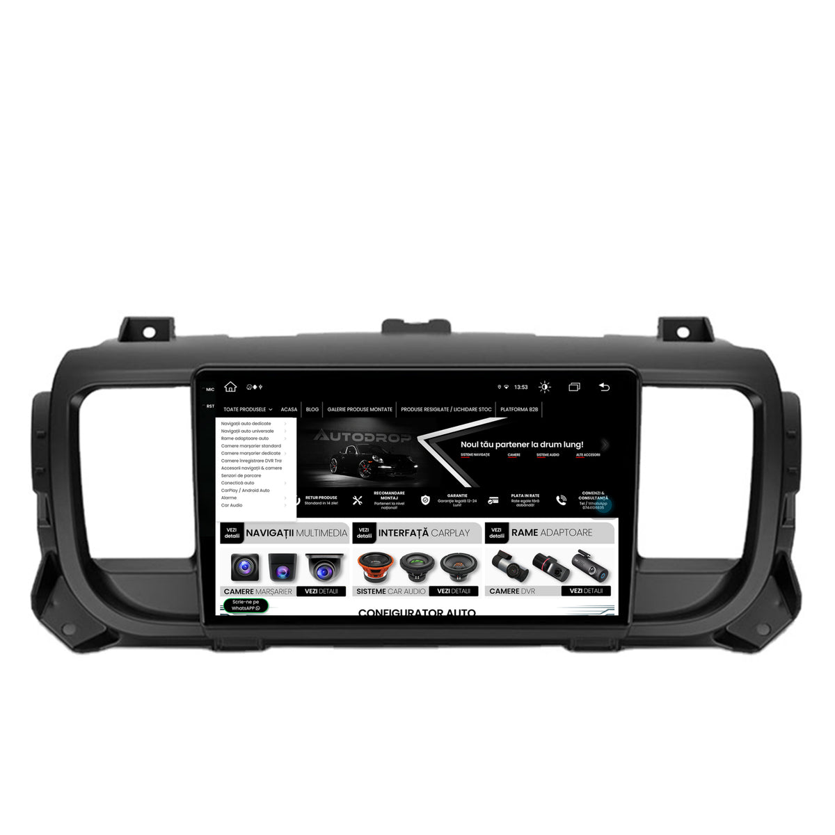 Navigatie Citroen Jumpy / Peugeot Expert (2017-2021), Android, V-Octacore / 4GB RAM + 64GB ROM, 9.5 Inch - AD-BGV9004+AD-BGRKIT348