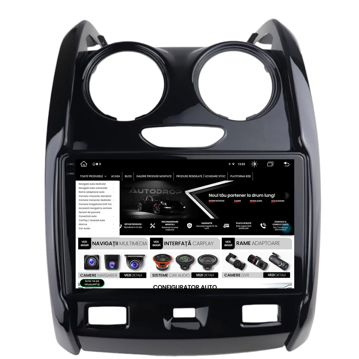 Navigatie Dacia Duster (2012-2019), Android, V-Octacore / 4GB RAM + 64GB ROM, 9.5 Inch - AD-BGV9004+AD-BGRKIT366V2