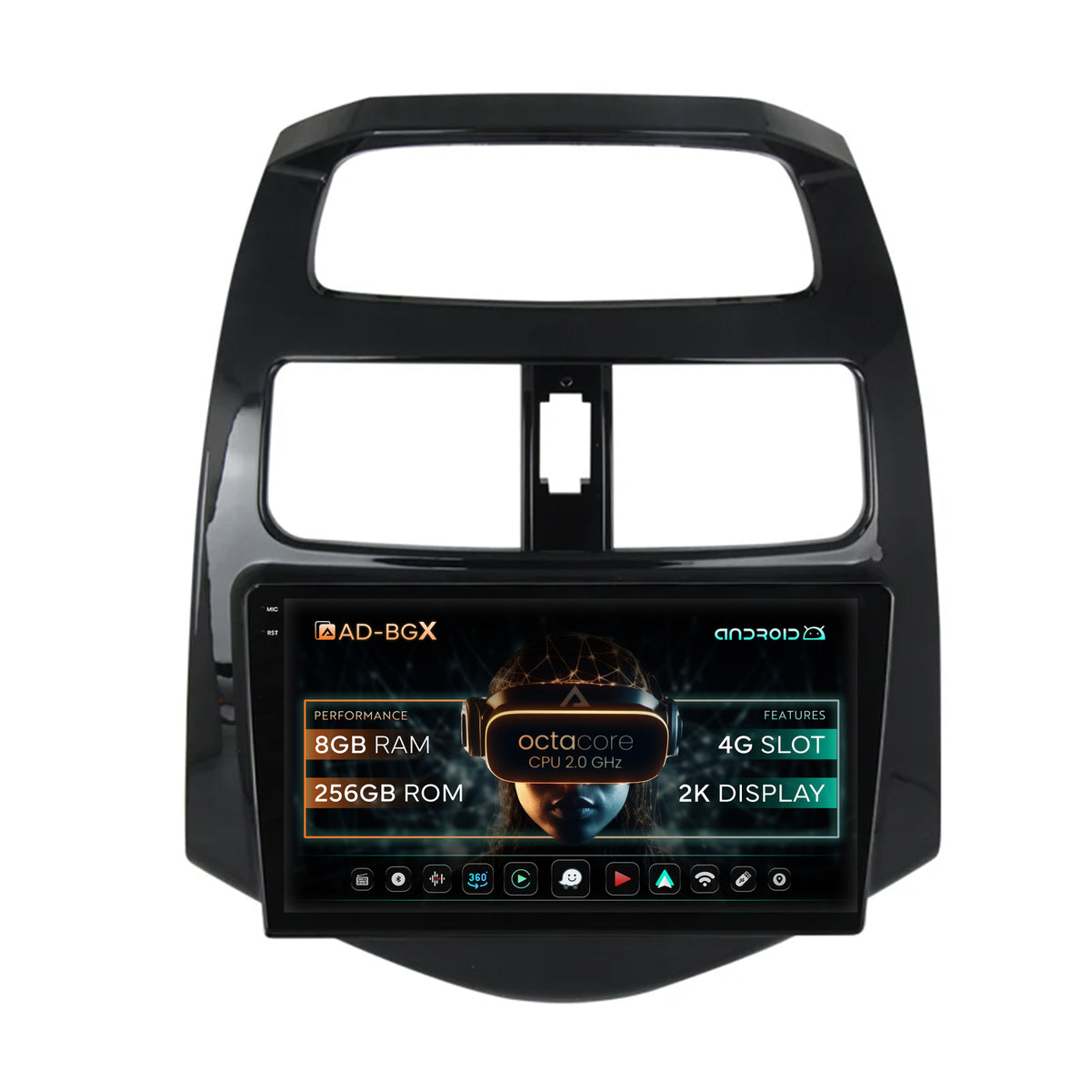 Navigatie Daewoo Matiz / Chevrolet Spark (2010-2014), Android, X-Octacore / 8GB RAM + 256GB ROM, 9.5 Inch - AD-BGX9008+AD-BGRKIT243