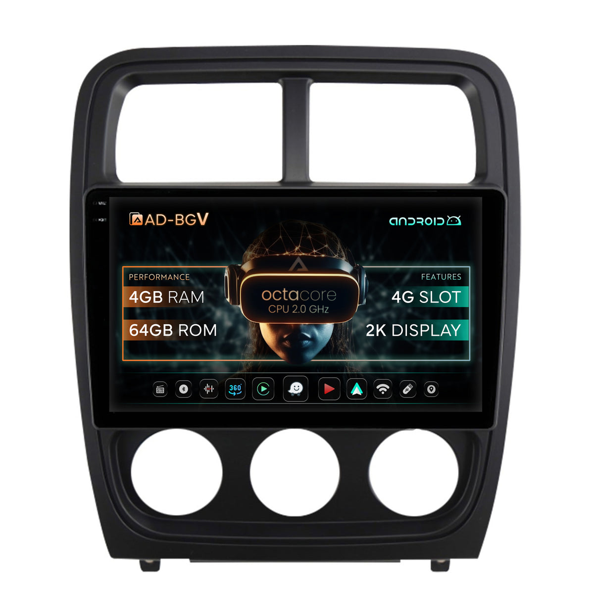 Navigatie Dodge Caliber (2010-2012), Android, V-Octacore / 4GB RAM + 64GB ROM, 9.5 Inch - AD-BGV9004+AD-BGRKIT295V2