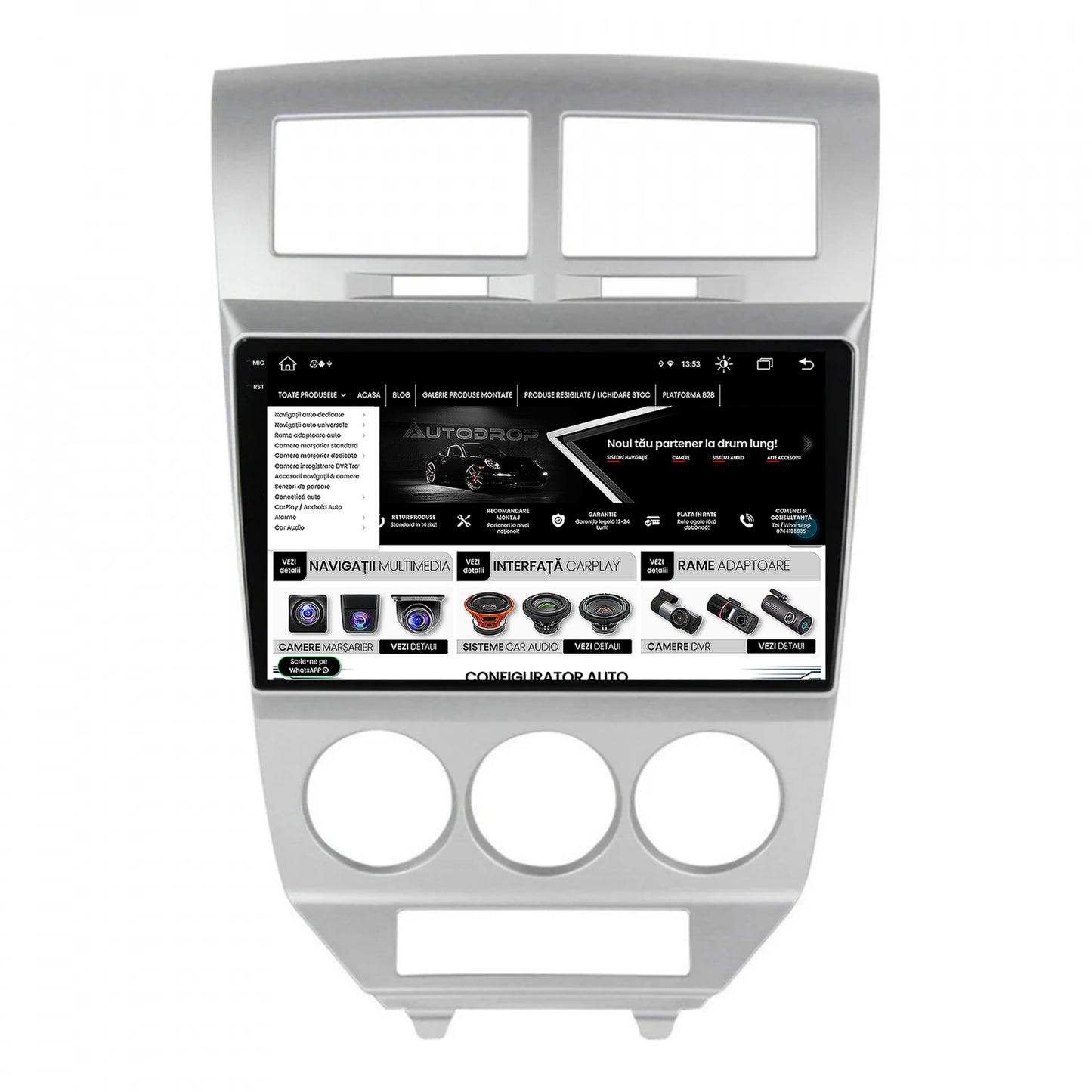 Navigatie Dodge Caliber (2006-2010), Android, X-Octacore / 8GB RAM + 256GB ROM, 10.36 Inch - AD-BGX10008+AD-BGRKIT293