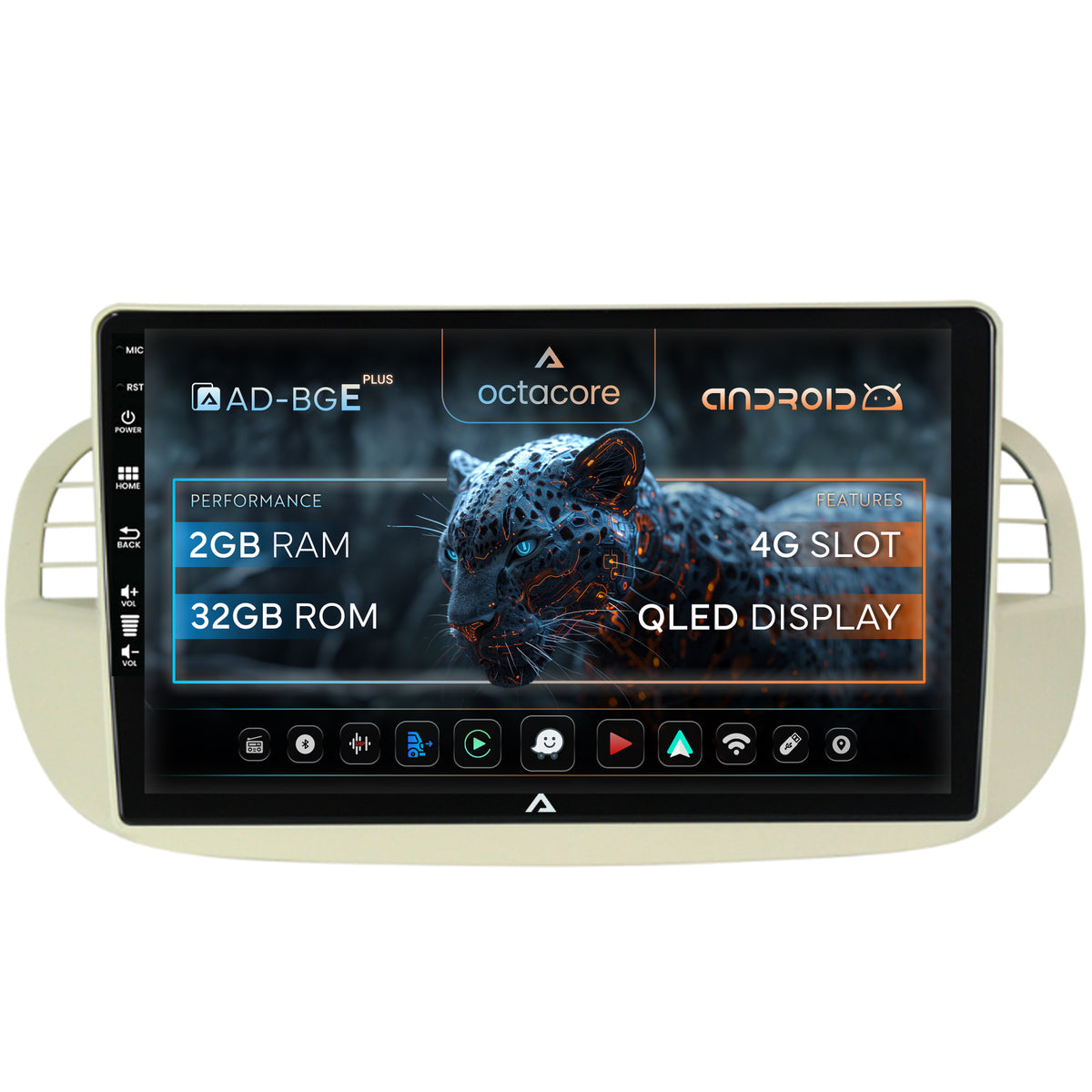 Navigatie Fiat 500 (2007-2014), Android, E-Octacore / 2GB RAM + 32GB ROM, 9 Inch - AD-BGE9002+AD-BGRKIT362V2