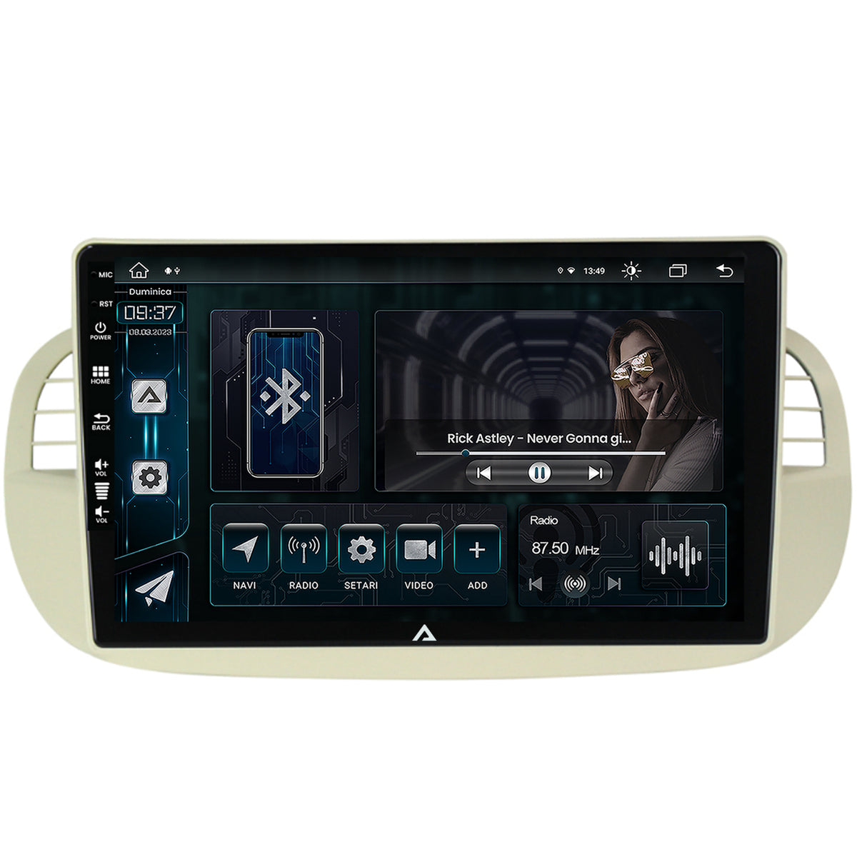 Navigatie Fiat 500 (2007-2014), Android, Z-Octacore / 8GB RAM + 256GB ROM, 9 Inch - AD-BGZ9008+AD-BGRKIT362V2