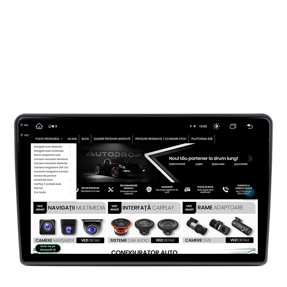 Navigatie Fiat Ducato, Citroen Jumper, Peugeot Boxer, Android, V-Octacore / 4GB RAM + 64GB ROM, 9.5 Inch - AD-BGV9004+AD-BGRKIT355
