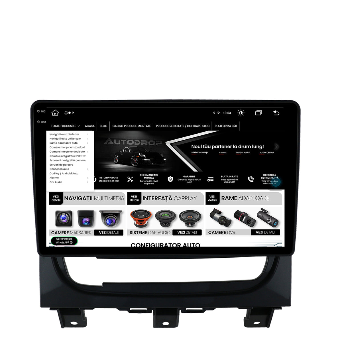 Navigatie Fiat Strada / Idea (2011-2016), Android, V-Octacore / 4GB RAM + 64GB ROM, 9.5 Inch - AD-BGV9004+AD-BGRKIT350