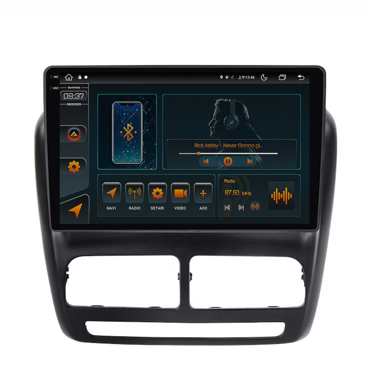 Navigatie Fiat Doblo (2010-2015), Android, V-Octacore / 4GB RAM + 64GB ROM, 10.36 Inch - AD-BGV10004+AD-BGRKIT358