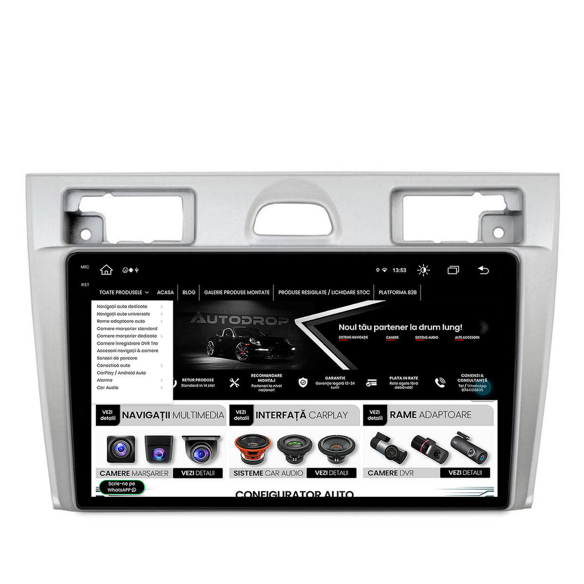 Navigatie Ford Fiesta (2002-2008), Android, X-Octacore / 8GB RAM + 256GB ROM, 9.5 Inch - AD-BGX9008+AD-BGRKIT143