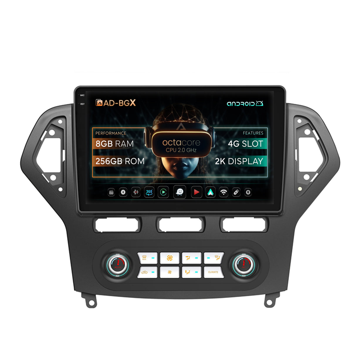 Navigatie Ford Mondeo (2007-2010) Clima Automata, Android, X-Octacore / 8GB RAM + 256GB ROM, 10.36 Inch - AD-BGX9008+AD-BGRKIT127