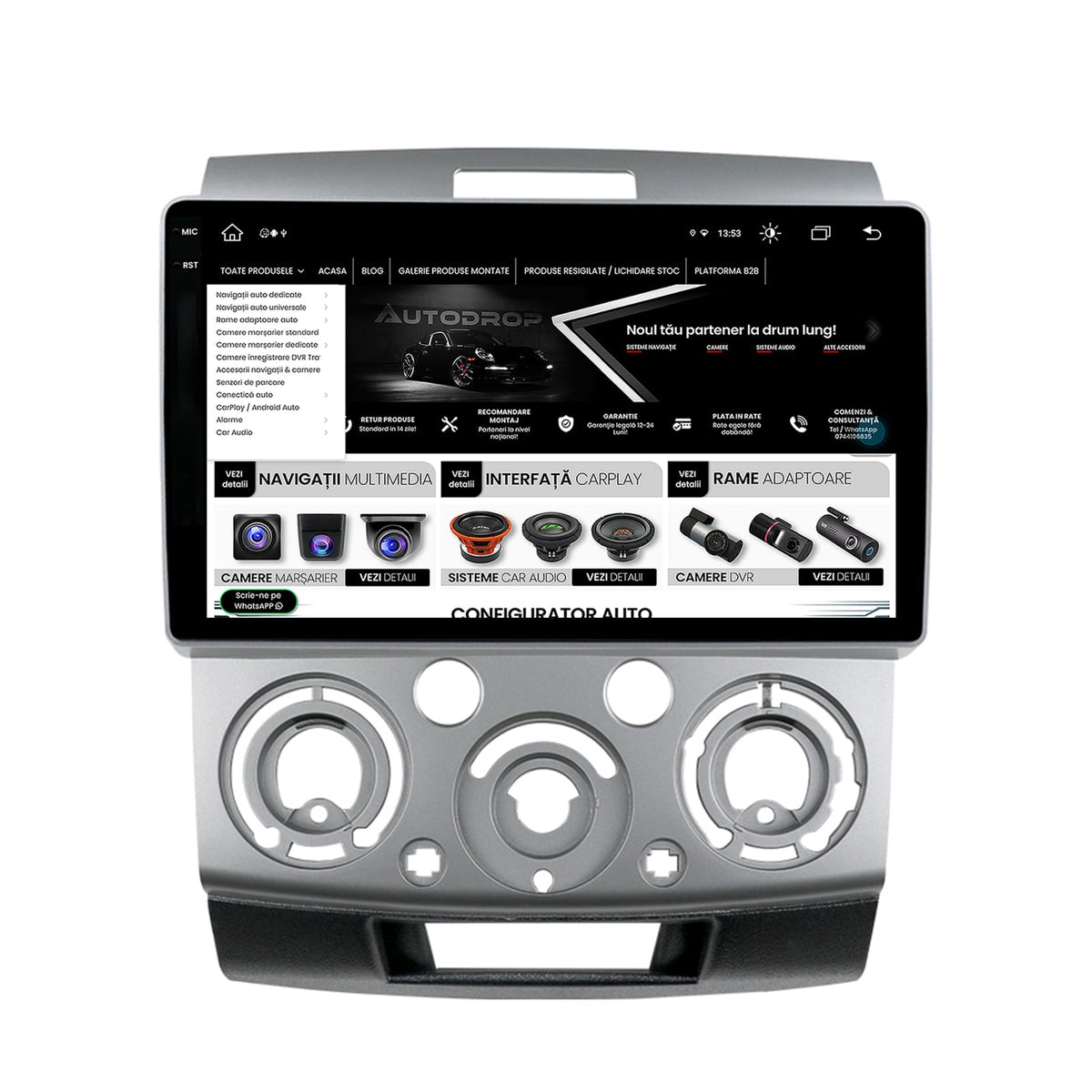 Navigatie Ford Ranger / Mazda BT50 (2007-2012), Android, V-Octacore / 4GB RAM + 64GB ROM, 9.5 Inch - AD-BGV9004+AD-BGRKIT136