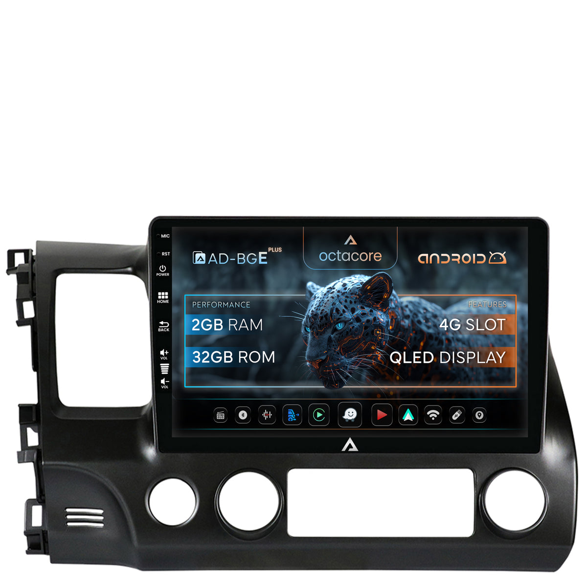 Navigatie Honda Civic (2005-2012), Android, E-Octacore / 2GB RAM + 32GB ROM, 9 Inch - AD-BGE10002+AD-BGRKIT008