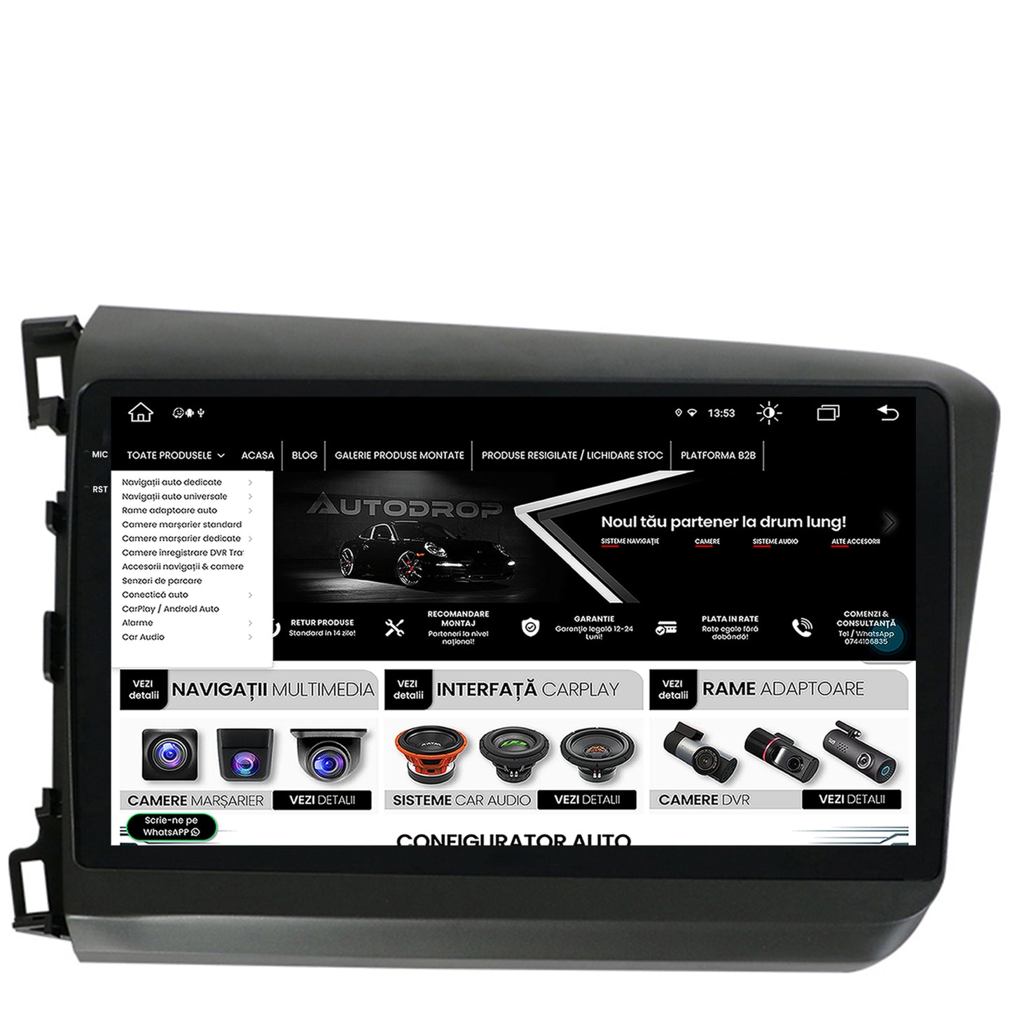 Navigatie Honda Civic (2012-2015), Android, V-Octacore / 4GB RAM + 64GB ROM, 9.5 Inch - AD-BGV9004+AD-BGRKIT007