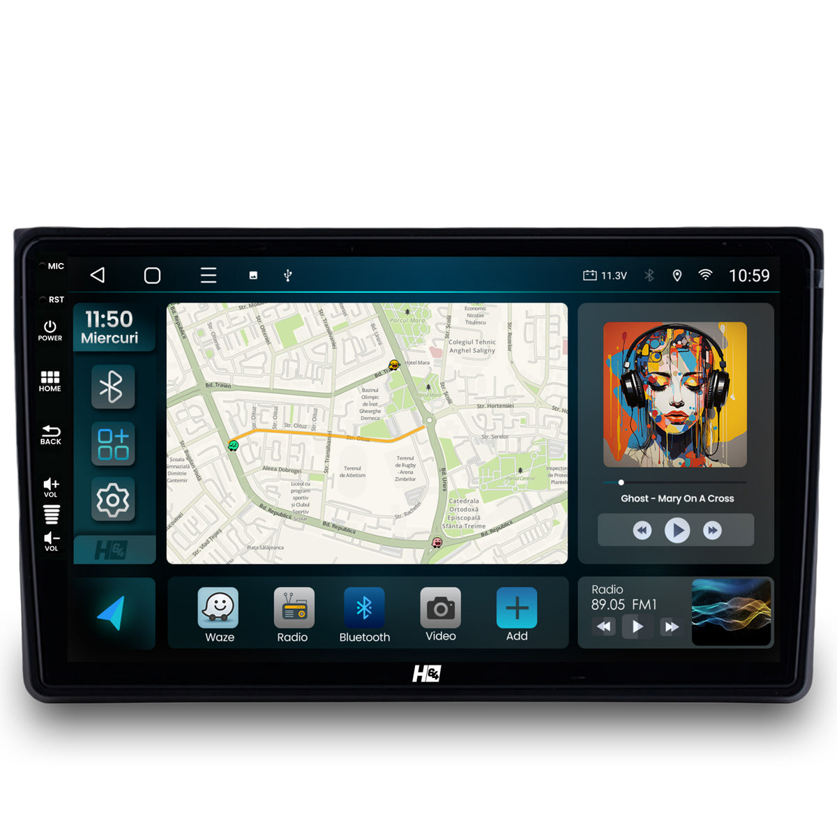 Navigatie HUB64 Audi A4(B6/B7) / Seat Exeo, 4GB RAM, Android, Quadcore, DSP, GPS, Wi-FI, Carplay, Android Auto, USB, Bluetooth, Waze, Touchscreen, 9 inch