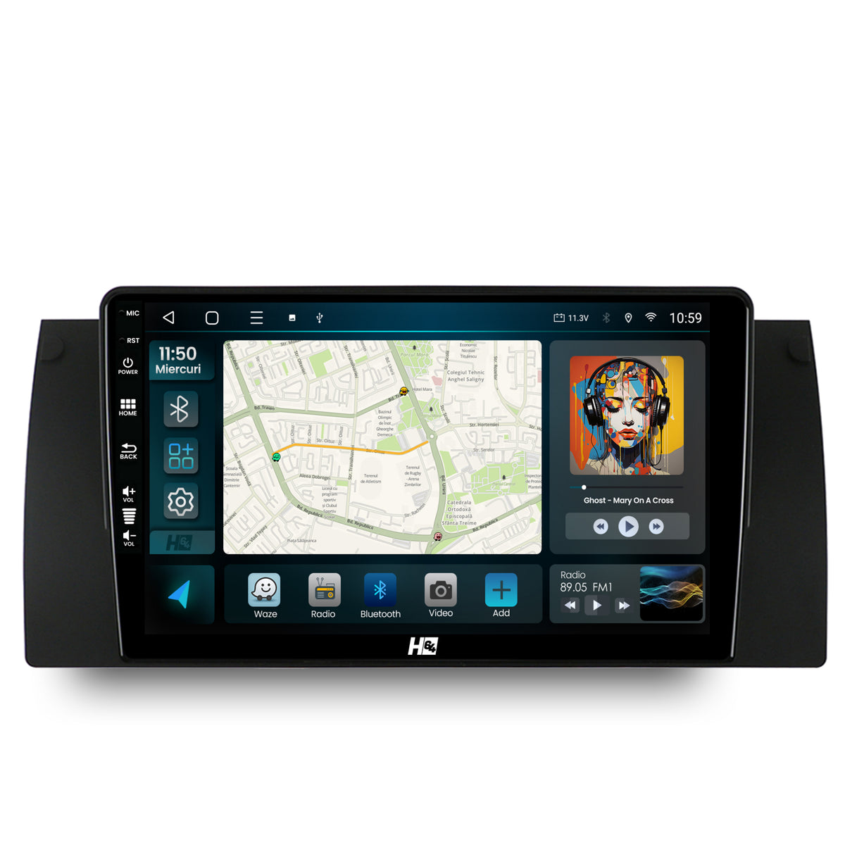 Navigatie HUB64 BMW E39/E53/E38, 4GB RAM, Android, Quadcore, DSP, GPS, Wi-FI, Carplay, Android Auto, USB, Bluetooth, Waze, Touchscreen, 9 inch