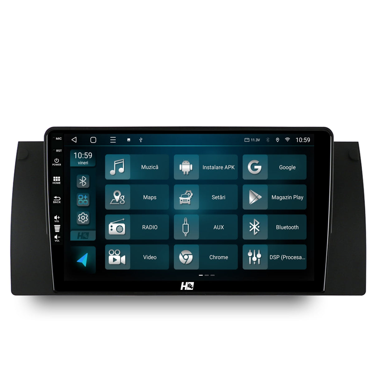 Navigatie HUB64 BMW E39/E53/E38, 8GB RAM, Android, Octacore, Slot Sim 4G, DSP, GPS, Wi-FI, Carplay, Android Auto, USB, Bluetooth, Waze, Touchscreen, 9 Inch