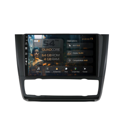 Navigatie HUB64 BMW Seria 1 E87 (2007-2011), Clima Automata, 4GB RAM, Android, Quadcore, DSP, GPS, Wi-FI, Carplay, Android Auto, USB, Bluetooth, Waze, Touchscreen, 9 inch