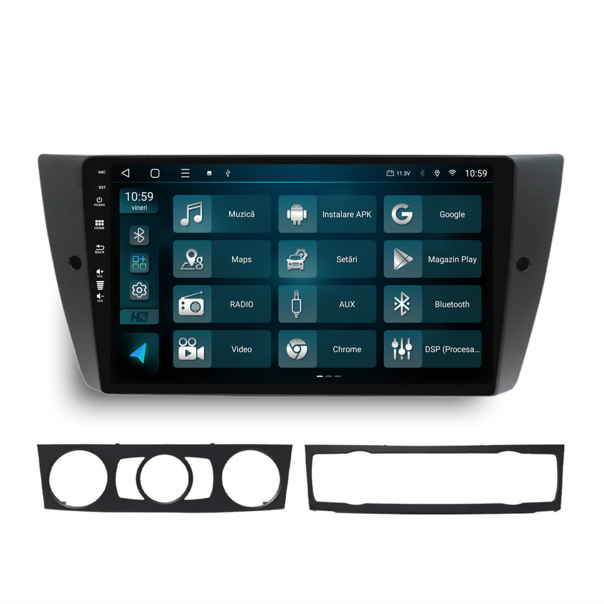 Navigatie HUB64 BMW Seria 3 E90, E91, E92, 4GB RAM, Android, Quadcore, DSP, GPS, Wi-FI, Carplay, Android Auto, USB, Bluetooth, Waze, Touchscreen, 9 inch