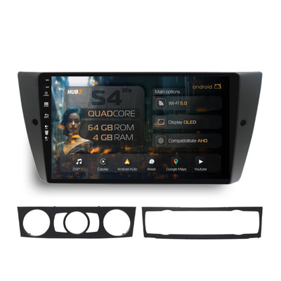 Navigatie HUB64 BMW Seria 3 E90, E91, E92, 4GB RAM, Android, Quadcore, DSP, GPS, Wi-FI, Carplay, Android Auto, USB, Bluetooth, Waze, Touchscreen, 9 inch