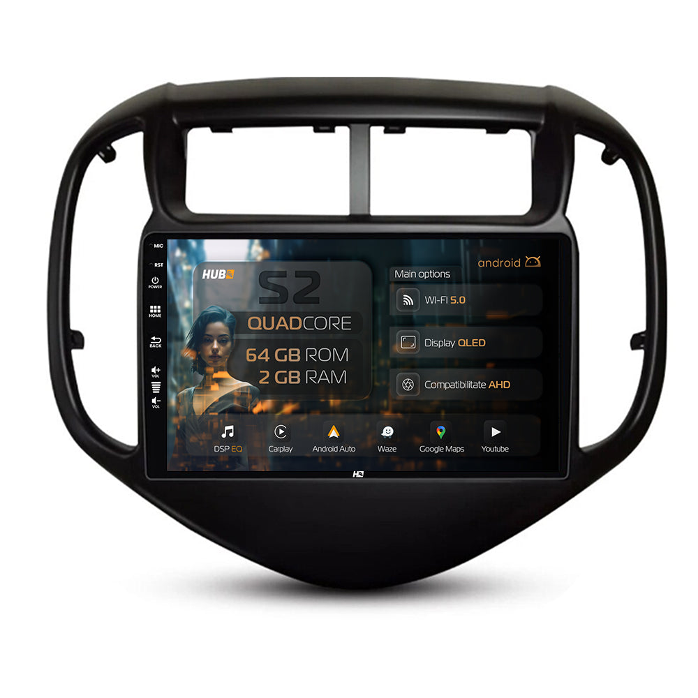 Navigatie HUB64 Chevrolet Aveo (2017-2021), 2GB RAM, Android, GPS, Wi-FI, Carplay, Android Auto, USB, Bluetooth, Radio, Waze, Touchscreen, 9 inch