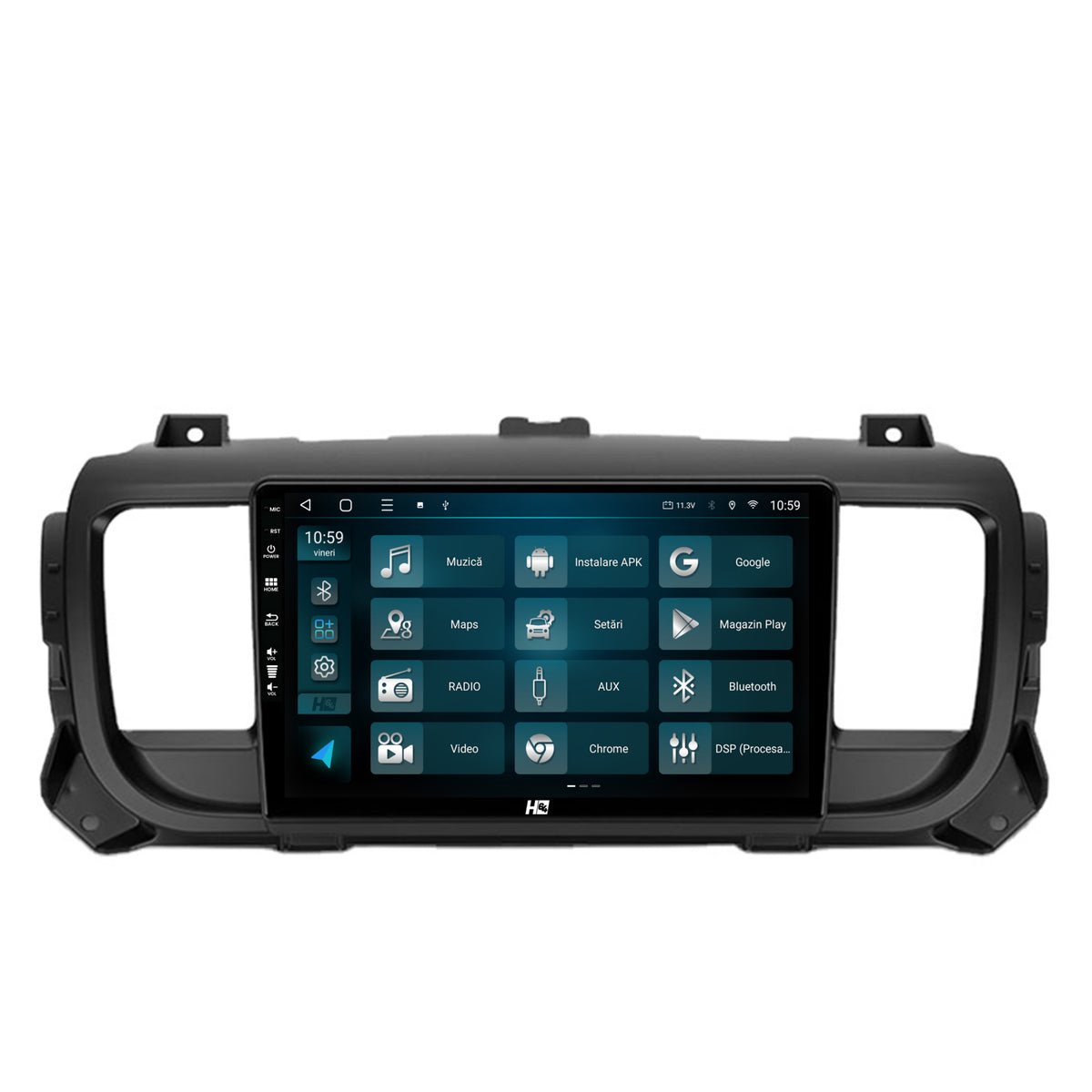 Navigatie HUB64 Citroen Jumpy / Peugeot Expert (2017-2021), 4GB RAM, Android, Quadcore, DSP, GPS, Wi-FI, Carplay, Android Auto, USB, Bluetooth, Waze, Touchscreen, 9 inch