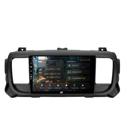 Navigatie HUB64 Citroen Jumpy / Peugeot Expert (2017-2021), 4GB RAM, Android, Quadcore, DSP, GPS, Wi-FI, Carplay, Android Auto, USB, Bluetooth, Waze, Touchscreen, 9 inch