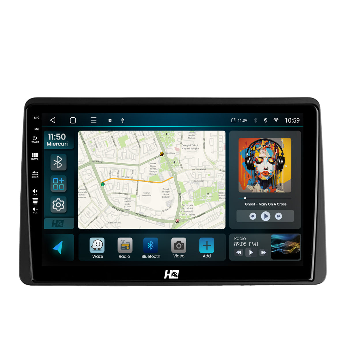 Navigatie HUB64 Dacia Duster (2018-2021), 4GB RAM, Android, Quadcore, DSP, GPS, Wi-FI, Carplay, Android Auto, USB, Bluetooth, Waze, Touchscreen, 10.1 Inch