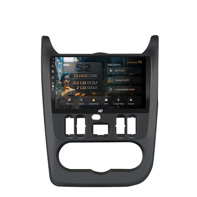 Navigatie HUB64 Dacia Logan / Duster / Sandero (2009-2013), 2GB RAM, Android, GPS, Wi-FI, Carplay, Android Auto, USB, Bluetooth, Radio, Waze, Touchscreen, 9" inch